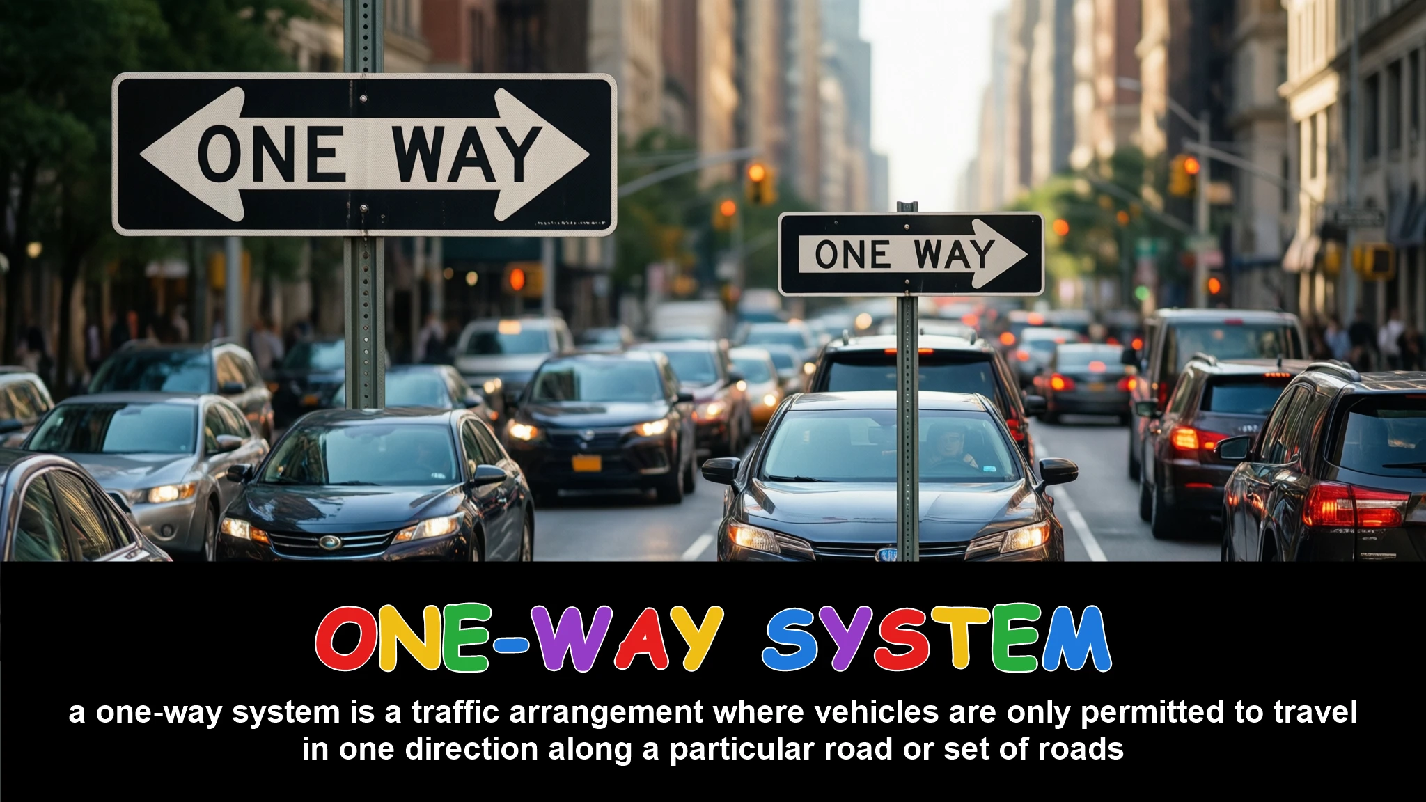 English Illustration for one-way system